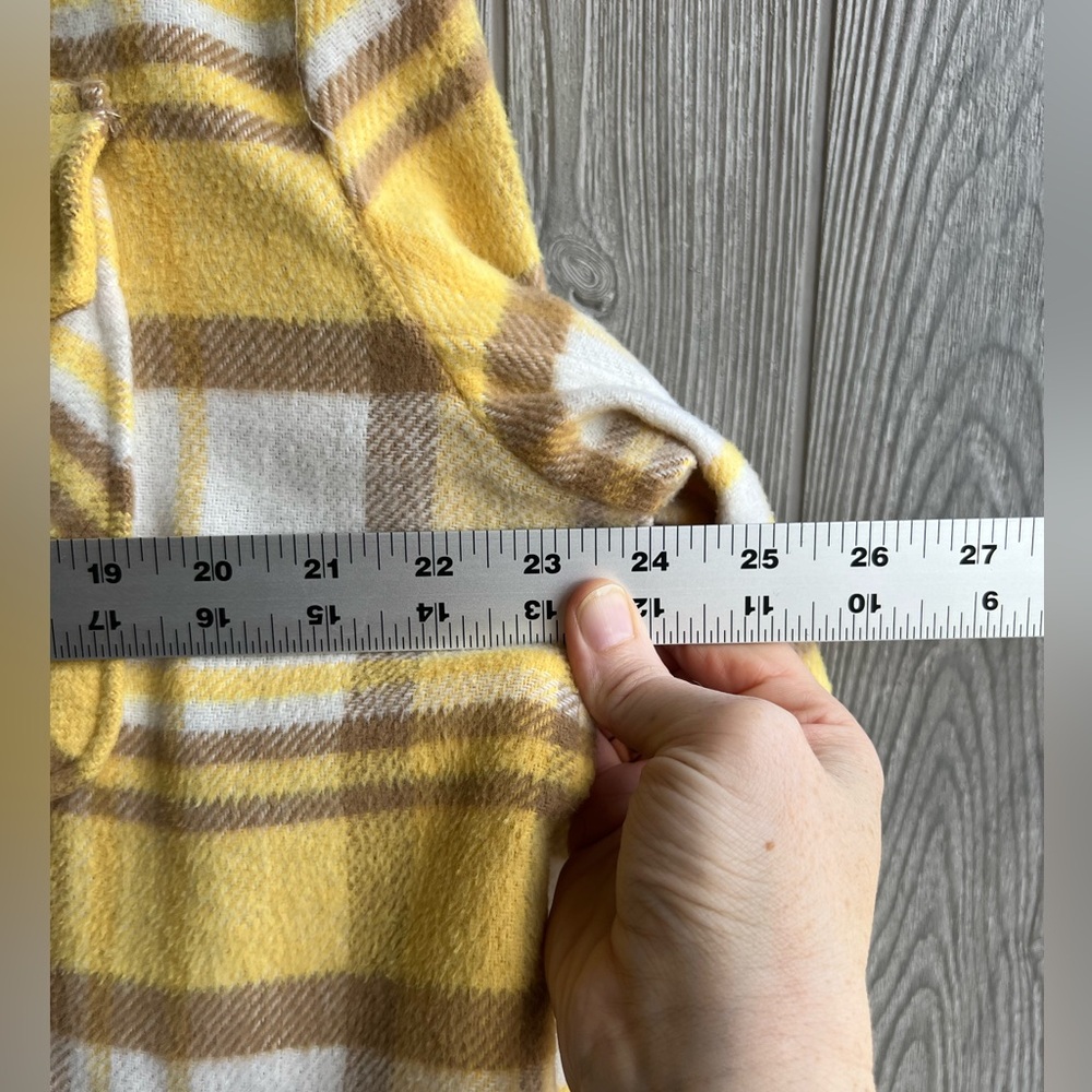 Kenzie Yellow and Tan Plaid Button-Up Jacket Shacket Size Large - Picture 5 of 6